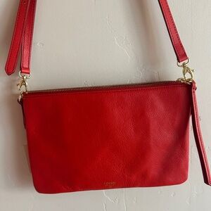 Fossil Red Leather Crossbody Bag